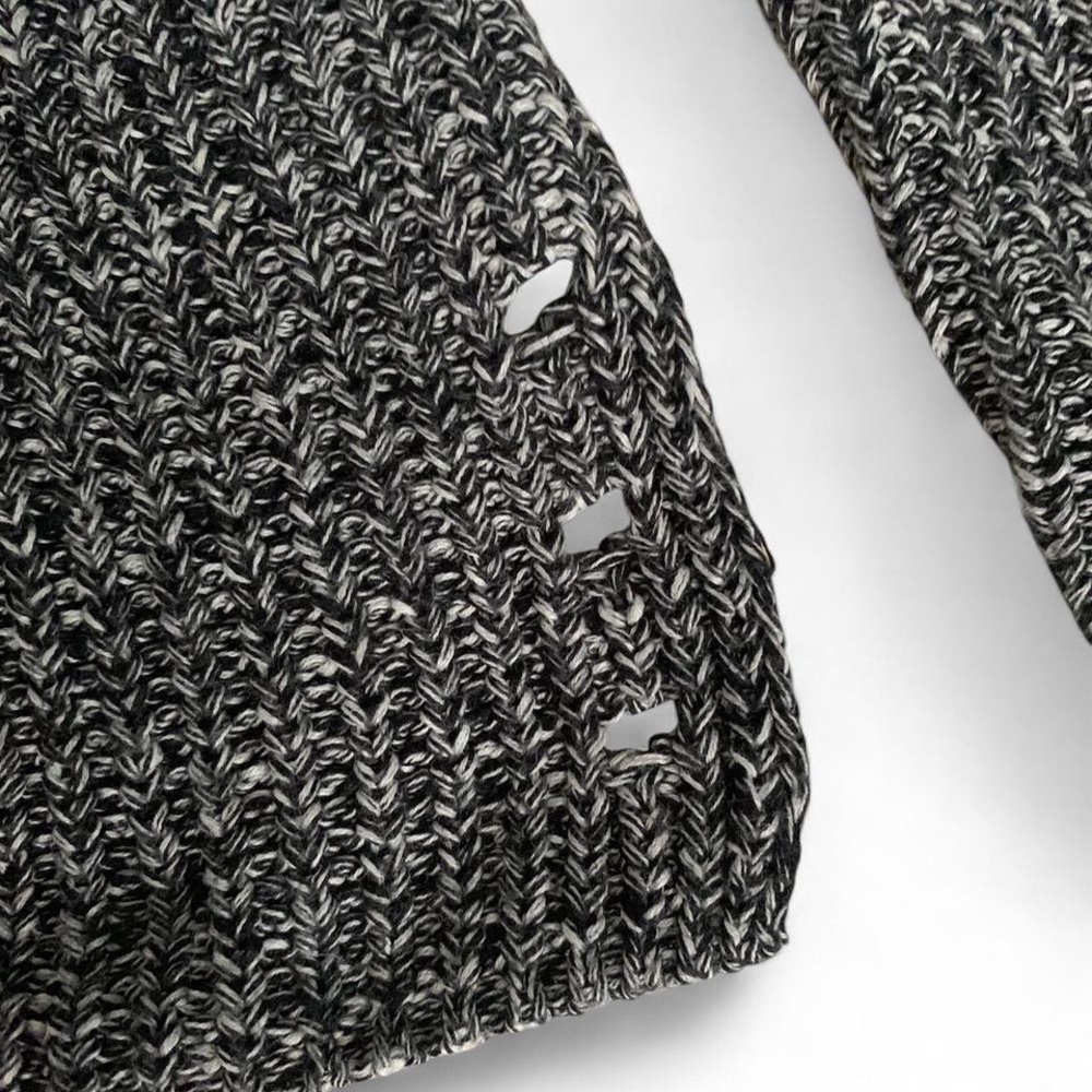 Coldwater Creek 100% Cotton Tweedy Gray V-Neck Pullover Resort - Picture 5 of 5